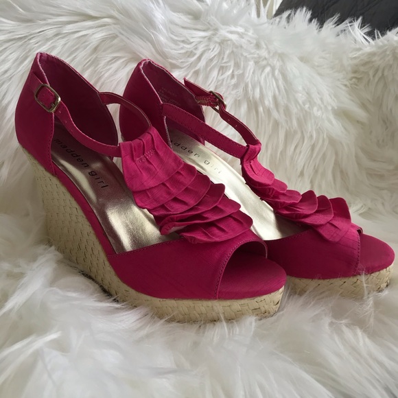 Madden Girl Shoes - Madden Girl Bright Pink Wedges. Size 6